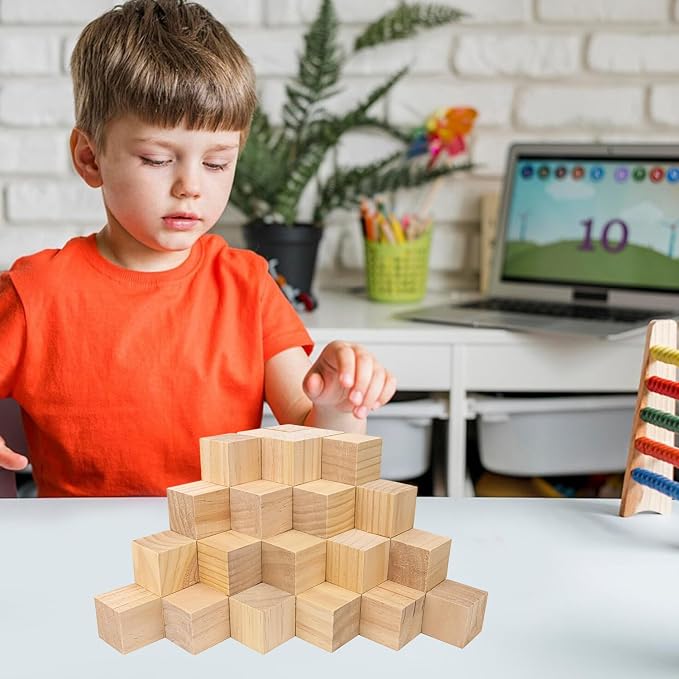 64 PCS 2 Inch Wooden Cubes, Natural Pine Wood Cubes for Crafts, 2 x 2 x 2 Wood Blocks Ready for Artistic DIY Projects-Unleash Creativity with Blank Wood Blocks - Image 7
