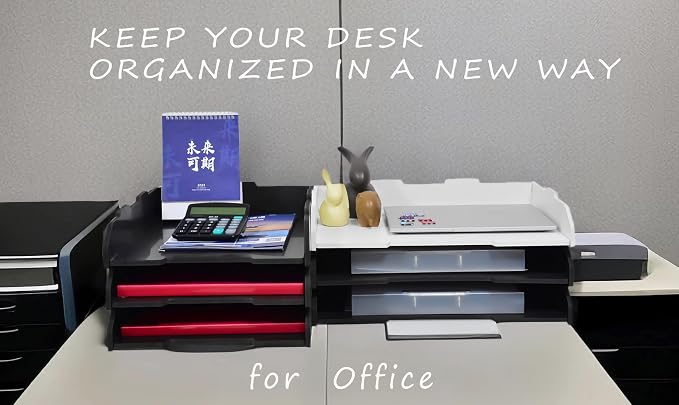 A3 Stackable Paper Tray, 3 Tier Desk File Organizer, Desktop Organizer for Office Supplies, File Storage, Letter Organizer /A3 Office File Folder,Home or Office School, White (Landscape-White-3-Tier) - Image 7