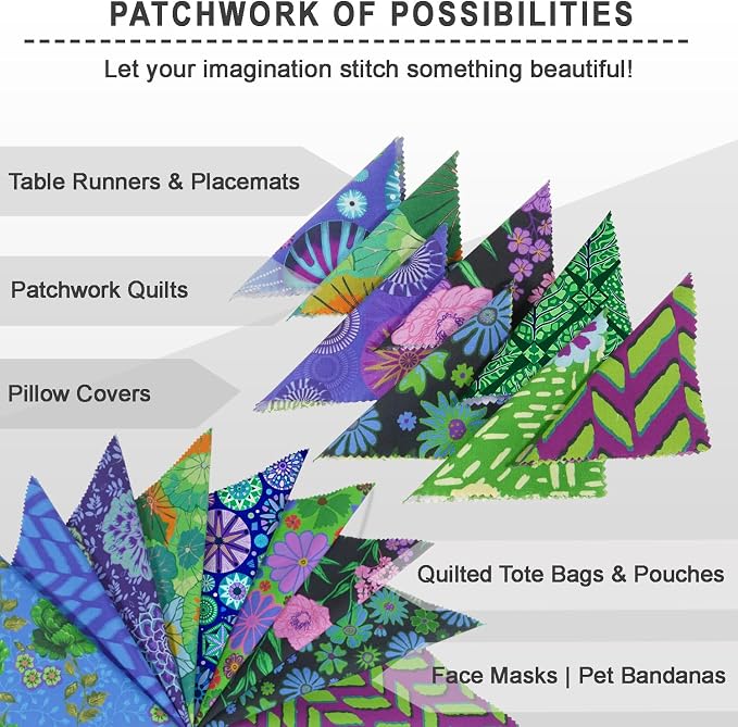 Soimoi 40 Pcs 10 x 10 inches Quilting Fabric Bundles Precut, DIY Cotton Fabric Squares, Printed Layer Cakes Patchwork Materials for Crafts Cloths Decor,Charm Squares for Quilts- Ocean Garden Bliss - Image 7