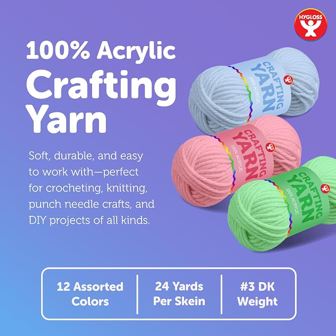 Hygloss Pastel Acrylic Yarn for Crocheting & Hand Knitting – Set of 48 | CR- 24 Yard Per Skein | Total 1,152 Yds | Beginner Friendly | Soft Smooth Crochet Yarn #3 Weight DK | Mini Colorful Skeins - Image 2