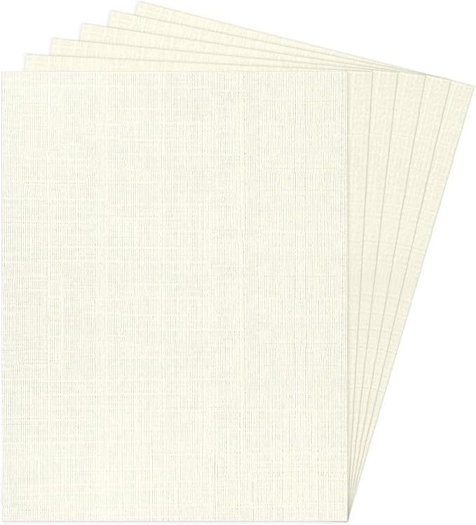 8.5 x 11 Ivory Linen Paper Textured Cardstock 100lb | Goefun Light Cream Thick Paper, Linen Textured Cardstock 100 Pack for Printing, Resume, Invitations, Artworks and Crafting by Goefun