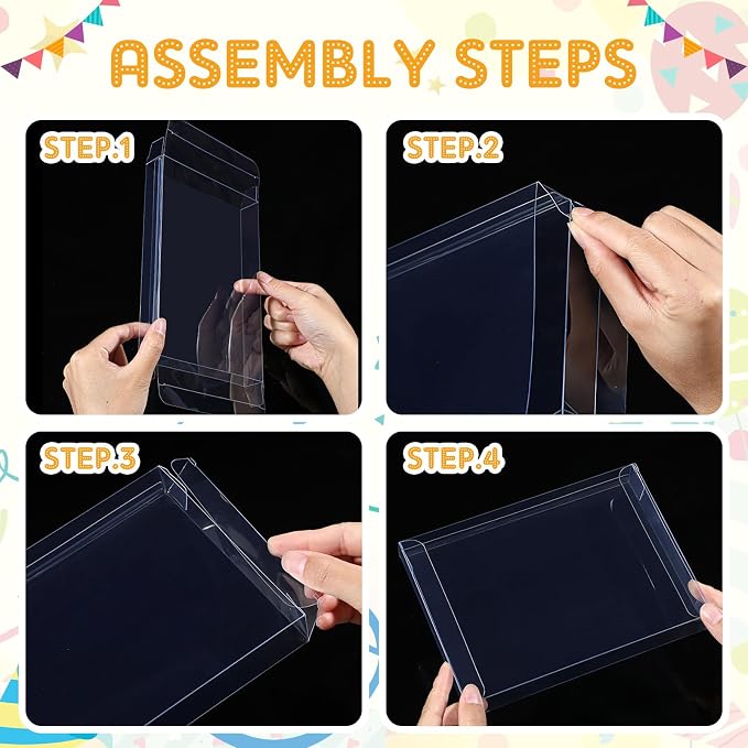 Sintuff 100 Pcs Clear Card Box Greeting Card Storage Boxes Clear Plastic picture display for Greeting Cards 5.39 x 7.36 x 1 Inches Photo Storage Box Rectangle Small Boxes for Favors - Image 5