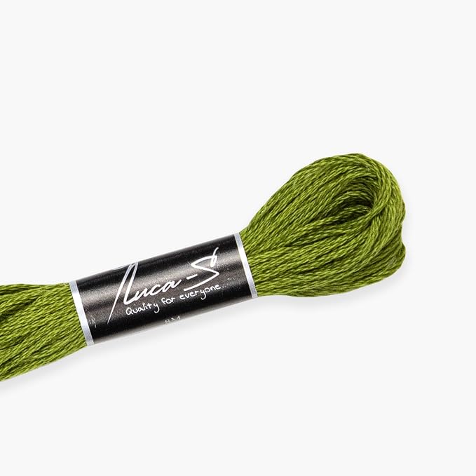 12 Pack of Premium Embroidery Thread Luca-S, 100% Giza Cotton, Oeko TEX Certified Stranded Cotton - 298 / DMC 580 / Anchor 267 by Luca-S
