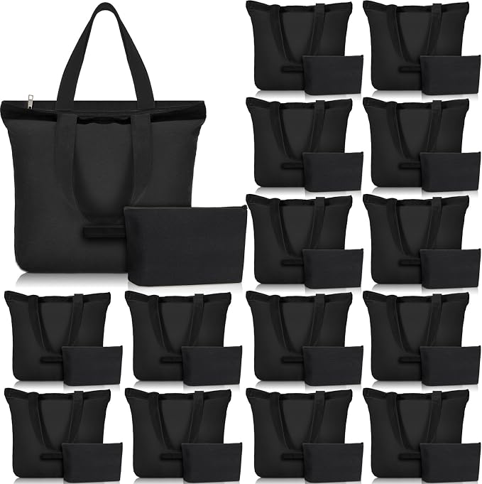Silkfly Large Canvas Tote and Makeup Bag Bulk Cotton Tote with Handle for DIY Sublimation Embroidery Craft Wedding Gift by Silkfly