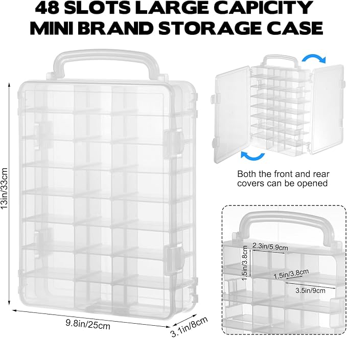 48-Slot Mini Brand Storage Case Plastic Mini Brand Organizer Box with Adjustable Dividers Clear Toy Storage Case for Mini Brand Collector Toy Portable Compartment Container for Collectibles(Case Only) - Image 2
