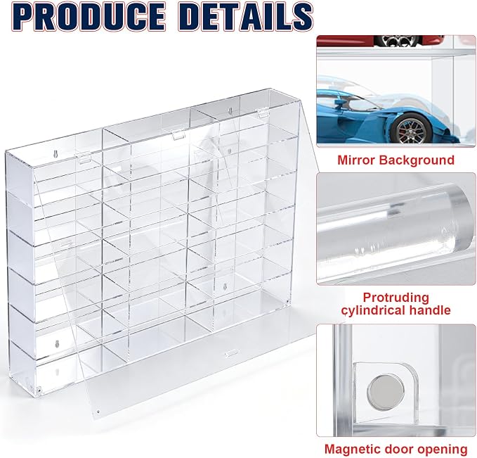 Clear Acrylic Toy Car Display Case 1: 24 Scale Diecast Toys Display Box Wall Mounted Shelf for Storage Toy Car Mini Model Race (18 Grids) - Image 5