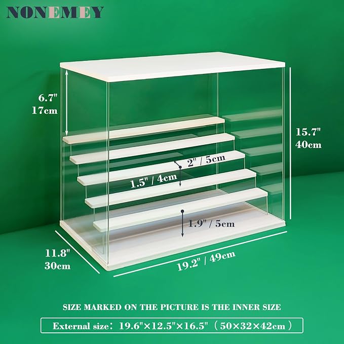 Acrylic Display Case with Light, Upgraded 3 Color Light & Adjustable Brightness Showcase ,6 Tier Dustproof Clear Toy Organizer Box for Action Figures, Collectibles,19.6x12.5x16.5 in - Image 2