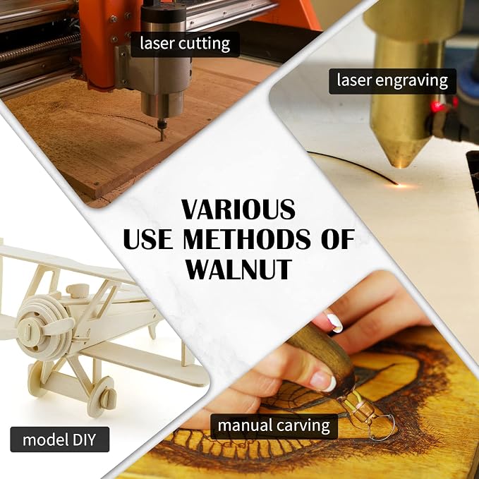 12 Pcs Walnut Unfinished Wood Craft, 3MM 1/8" x 12" x 12" Walnut Unfinished Plywood for Laser Cutting & Engraving, CNC Cutting, School DIY Projects 12 Pcs - Image 3