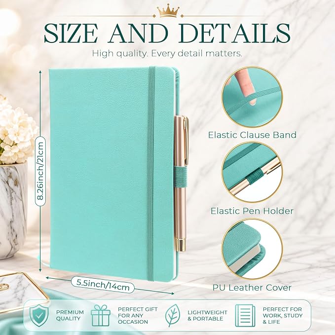 Laumoi 28 Pack A5 PU Leather Lined Notebook Journal, Rococo Color,Simple | PU Leather Journals, Wide Ruled 5.5x8.2 Inch, For School Business Work Writing, Bulk Ideal for Classroom Office Supplies - Image 2