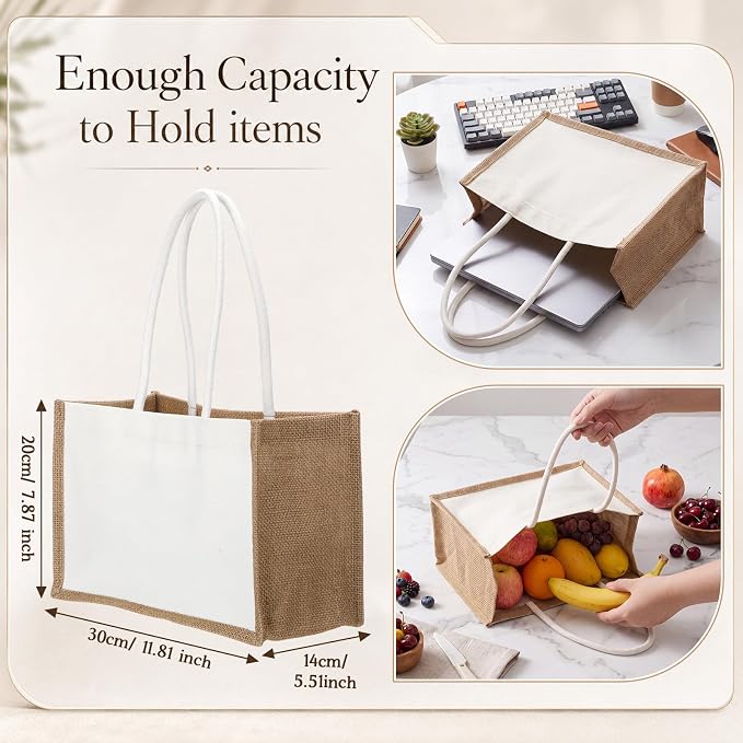 Reginary 16 Pcs Jute Tote Natural Burlap Gift Bags for Bridesmaid Wedding - Image 3