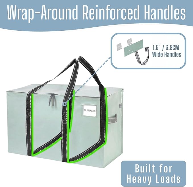 VENO 10 Pack Heavy Duty Moving Bags, Extra Large Storage Bags with Reinforced Handles & Strong Zippers, Foldable & Reusable Moving Box Alternative for Clothes & Dorm Storage - Image 2