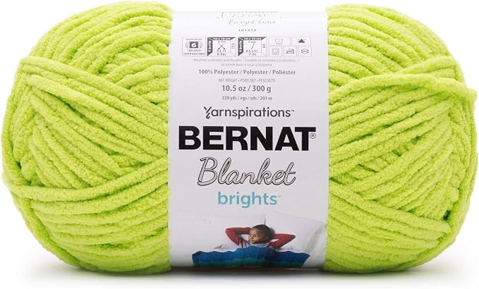 Bernat Blanket Brights Chenille Crochet Yarn, Bright Lime, 2-Pack | #6 Super Bulky Yarn, 100% Polyester, Soft Chenille Crochet Yarn for Blankets, Knitting & Crafts, 220yd, 300g/10.5oz per skein - Image 5