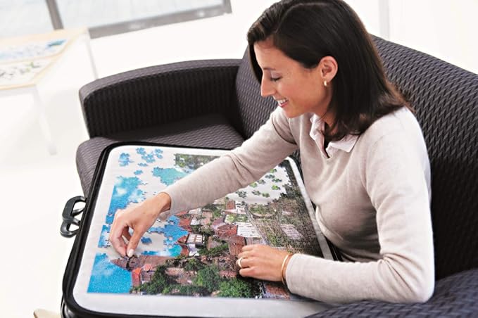 Jumbo, Puzzle Mates, Portapuzzle Deluxe - Standard 1,000 Piece Jigsaw Storage Board Case, Jigsaw Puzzle Accessories, 500-1000 Piece Puzzle Storage | Portable Puzzle Mat with Non-Slip Felt Surface - Premium Leather Puzzle Mat for Puzzles up to 1000 Piec... - Image 4