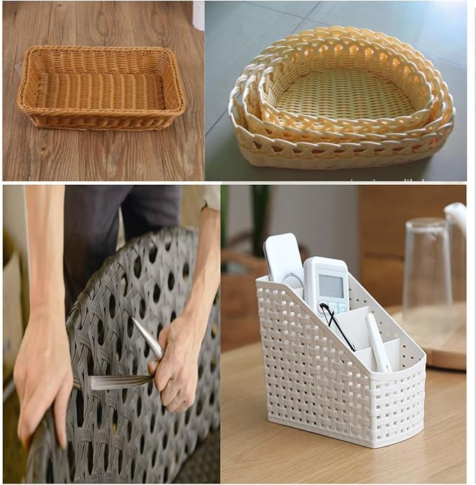 500g Synthetic Rattan Weaving Material, Plastic Wicker Repair Kit PE Rattan Roll for Furniture Repair Woven Handmade Baskets (Width 8mm, Thickness 1.2mm) - Image 5