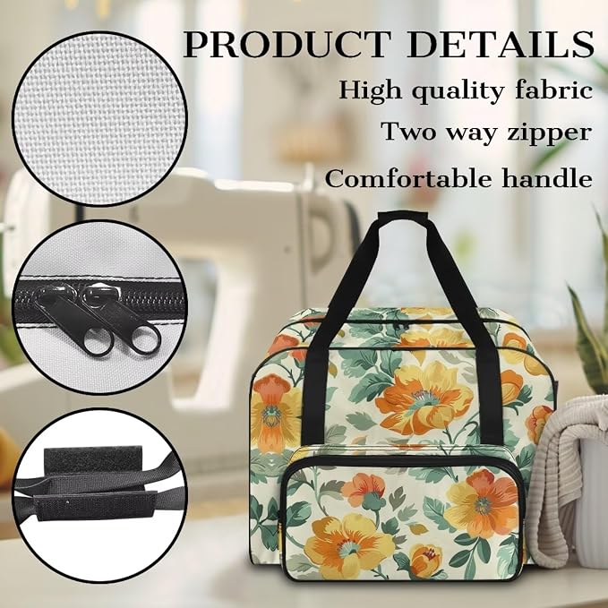 Yellow Flowers Sewing Machine Cover Sewing Machine Cover Dust Cover for Most Standard Sewing Machines Accessories Cover for Sewing Machine Sewing Bags and Totes Organizer - Image 5