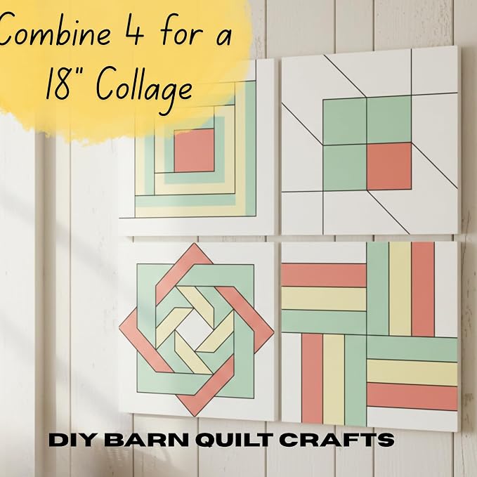 Barn Quilt DIY Kit | Unfinished Wood Quilt Block Painting Sign Pattern | Paintable Wooden Panel | Farmhouse Rustic Wall Art Craft (9 inches, Friendship Star) - Image 12