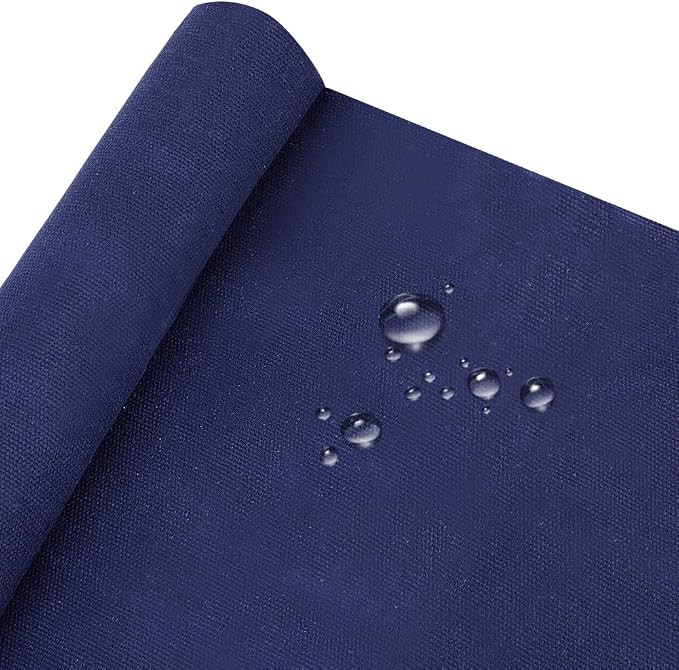 MAYJOYDIY 1 Yard Dark Blue Cotton Waxed Canvas Fabric, 59 Inch Antique Finish Waxed Oilskin Cloth Durable Cotton Fabric for Canvas Bag Sewing Crafts Embroidery Handmade Home Decor by MAYJOYDIY