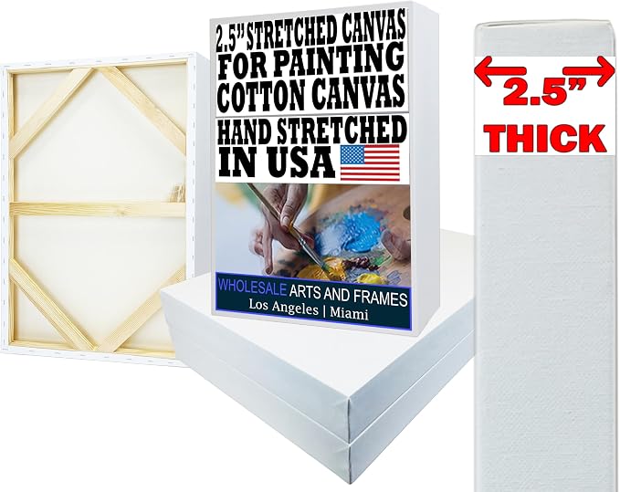 Stretched Canvas for Painting 30x36 2PK 2.5" 13 Oz. Canvas Value Pack.Large Stretched Cotton Blank Canvas for Painting. 30 x 36 Canvases Bulk XL Rectangle Universal Triple Primed for Paint&Sip by WHOLESALEARTSANDFRAMES