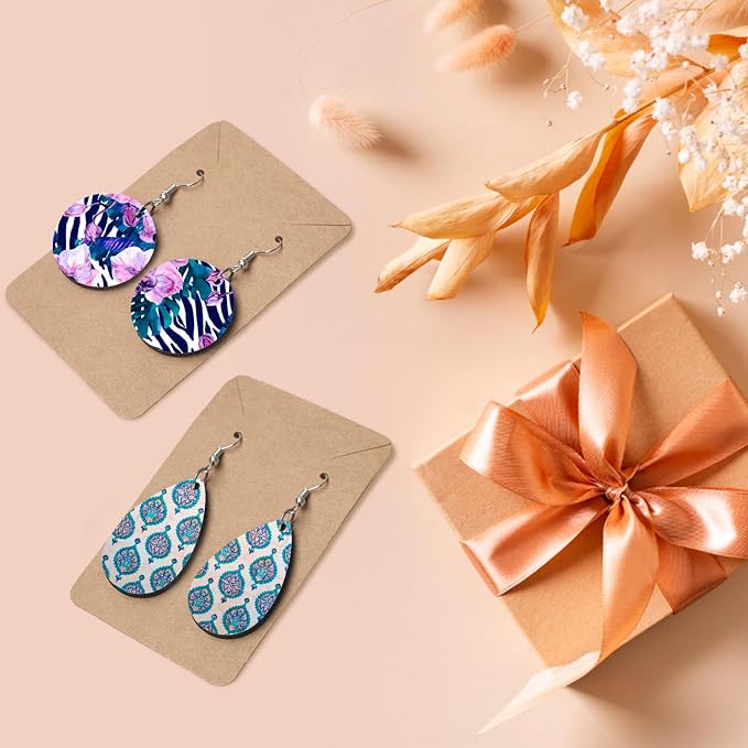 1250 Pieces Sublimation Earring Blanks Bulk DIY Jewelry Craft Making Kit with 250 Earing Hooks 250 jump Rings 250 Ear Plugs,125 Earring Cards Holder and Clear Package Bags for Birthday Gifts Supplies - Image 7
