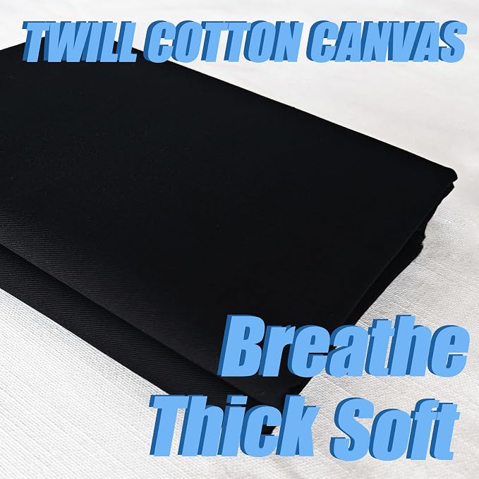 2 Yard Black Twill Cotton Canvas Fabric,Natural Thick Cotton Poplin Fabric by The Yard,59 Inches Wide 100% Cotton, Embroidery Muslin Quilting Fabric Material for Sewing Material Apparel Cloth - Image 4