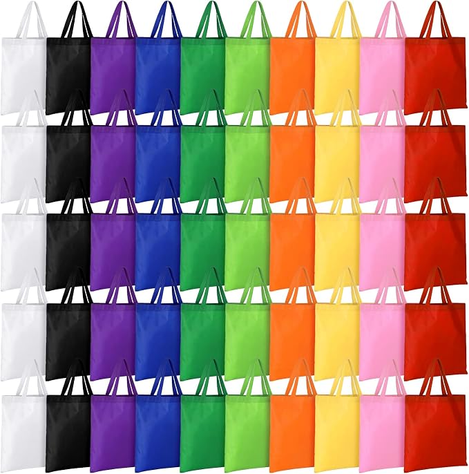 Woanger 100 Pcs Bulk Tote Bags 15'' x 16'' Reusable Fabric Shopping Canvas Bags Cloth Totes with Handles by Woanger