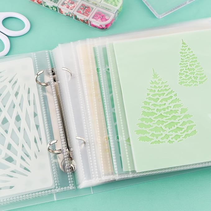 Briartw Cookie Stencil Storage Binder for Storage 6x6 inch Stencils,Die Cuts,DIY Scrapbooking,Clear Stamp,Storage Folder Organizer Include 2 Cover,100 Sleeve,100 Backing Paper and 20 Divider Tabs - Image 5