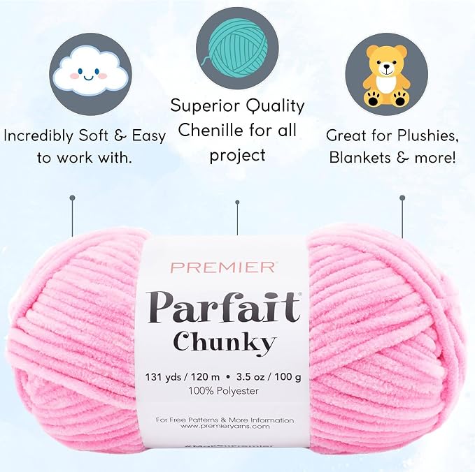 Premier Yarns Parfait Chunky Bubblegum 1150-8 | 6 Skeins, Same Dye Lot, Project Bag, #6 Super-Bulky, 100% Polyester, Ideal for Crochet or Knitting Baby Blankets, Scarves - Image 2