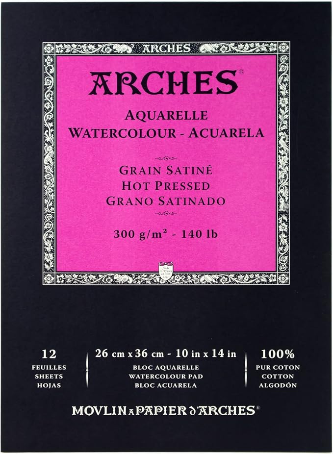 Arches Watercolor Pad 10x14 Inches 140lb/300gsm Hot Press, White by ARCHES