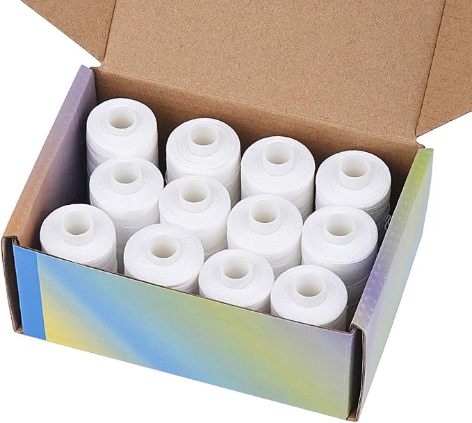 Simthread All Purposes Cotton Quilting Thread 50s/3 Thread for Piecing Sewing etc - 550 Yards Each (12 White) - Image 5