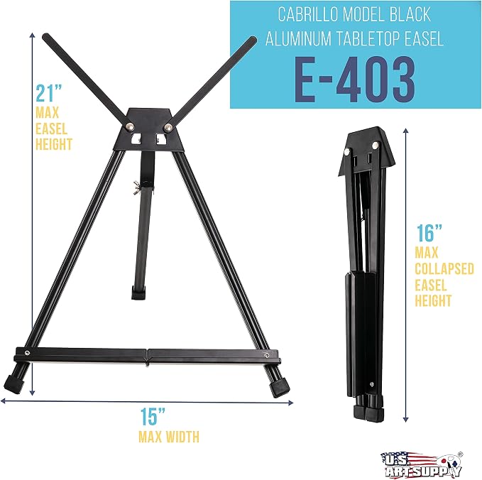 U.S. Art Supply Tabletop Easel for Painting - 15" to 21" Adjustable Metal Painting Easel - Portable Art Easels (Pack of 10) for Display Table Stand - Canvas, Whiteboards, Posters, Signs, Drawings - Image 2