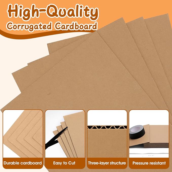 200 Pack 8.5x11 Inch Corrugated Cardboard Sheets, Flat Cardboard Paper Inserts for Shipping, Mailing, Packing, DIY Crafts - Image 2