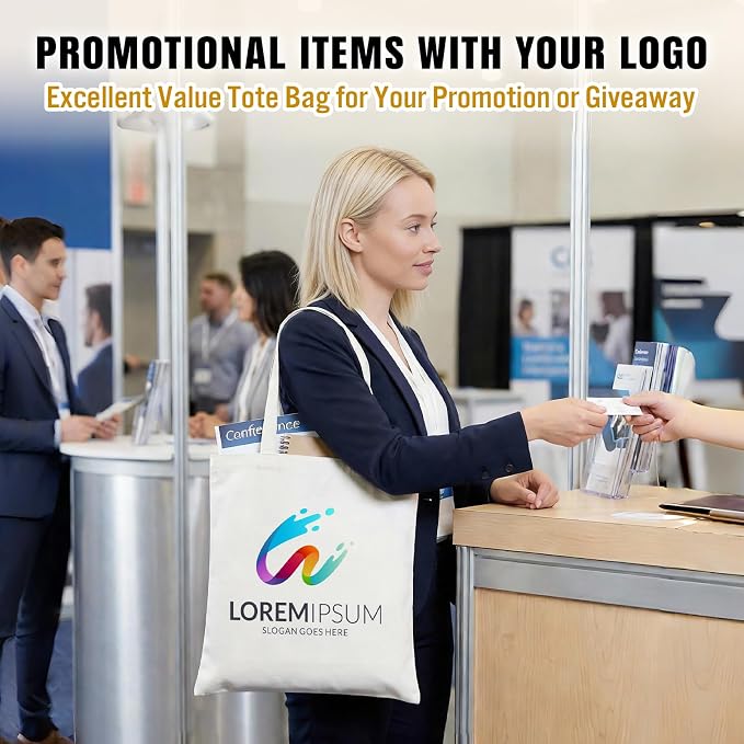 Custom Canvas Tote Bags Bulk with Logo 1 | 6 | 10 | 30 | 50 | 100 Pack Personalized Reusable Grocery Shopping Bags - Image 7