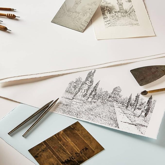 Magnani 1404 Pescia Drawing and Printmaking Paper Pad for Artists, 9x12, 15 Sheets, White, 140 lb (300gsm), Acid-Free 100% Cotton Paper for Etching, Engraving & Silkscreen, Archival Quality - Image 4
