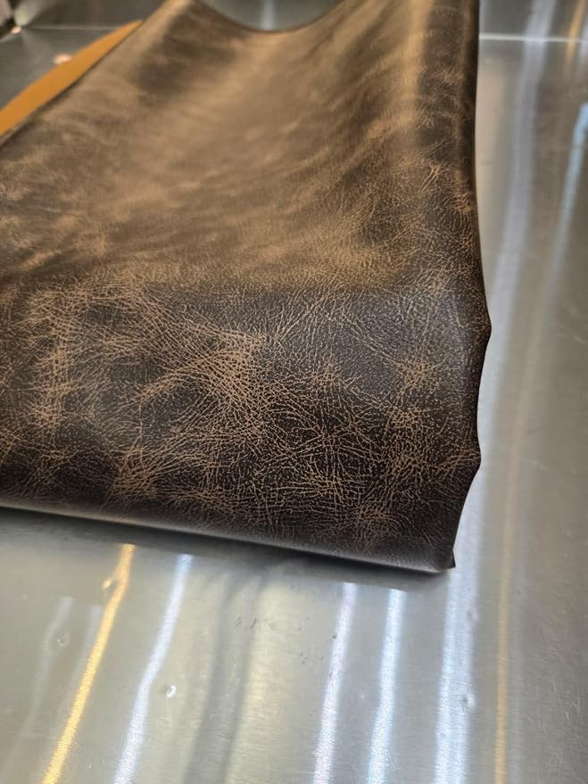 Brown Vintage Distressed Antiqued Faux Leather Fabric PU Peta Approved Vegan Leather by the Yard Synthetic Pleather 0.9 mm Nappa 1 Yard 36 x 54 inch Upholstery Fabric Sheet (Brown Vintage, 36"x54") - Image 5