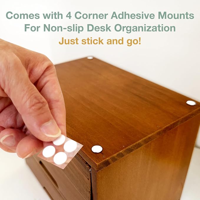 Modular Stackable Desktop Apothecary Cabinet with 3 Drawers - Solid Wood Medicine Cabinet for Tabletop - Card Catalog Drawers with Label Holders - Desktop Chest Drawer for Storage and Organization - Image 2