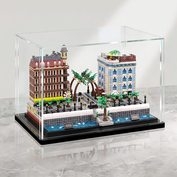 LANSCOERY Large Acrylic Display Case, 19.7 x 15.7 x 7.9 in, Upgraded Thickened UV-Resistant Showcase, 10mm Heavy Duty Matte Base, 98% Clarity Dustproof Box for Statues & Memorabilia by LANSCOERY