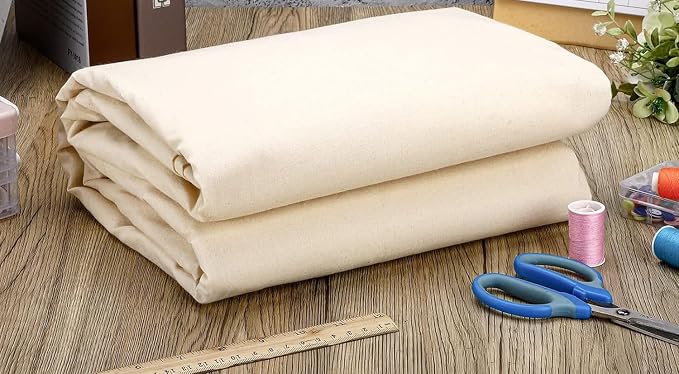 VDS 15 Yard Long, 100% Cotton Muslin Fabric 48” Inch Wide, Natural Unbleached Medium Weight Fabric Linen Textile for Backing Material Quilting Sewing Draping Apparel Cloths Crafts DIY Multipurpose - Image 4