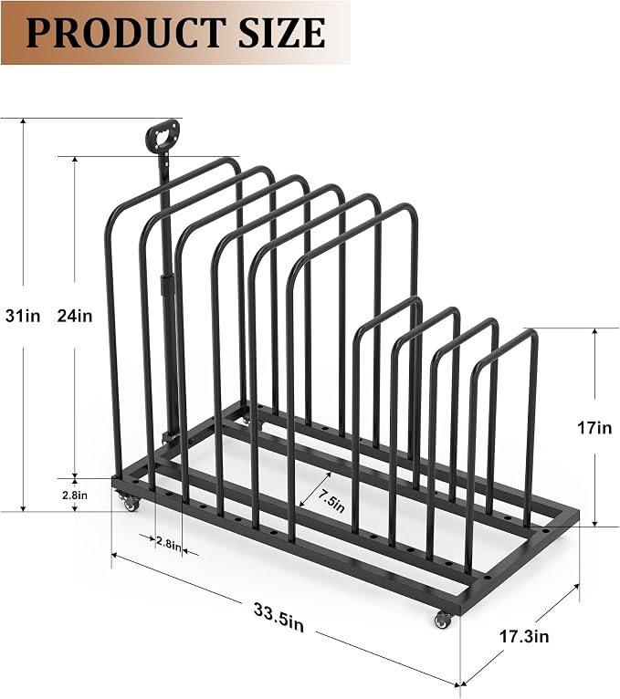 Art Storage Rack with Caster Wheels, Art Drying Rack Metal Storage with 8 Slots and Independent Handle, Heavy-Duty Canvas Organizer for Artwork, Prints and Panels, for Art Studio, Classroom - Image 2