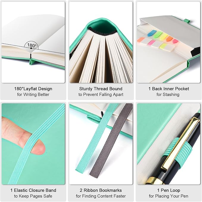 5 Pack Graph Paper Notebook Bulk, A5, 312 Numbered Pages Grid Journal Set | Cost-Effective 5 Pack 1600 Pages, 100gsm No Bleed Paper, Leather Hardcover, Lay-Flat, for Math, Engineering, Technical Notes - Image 4