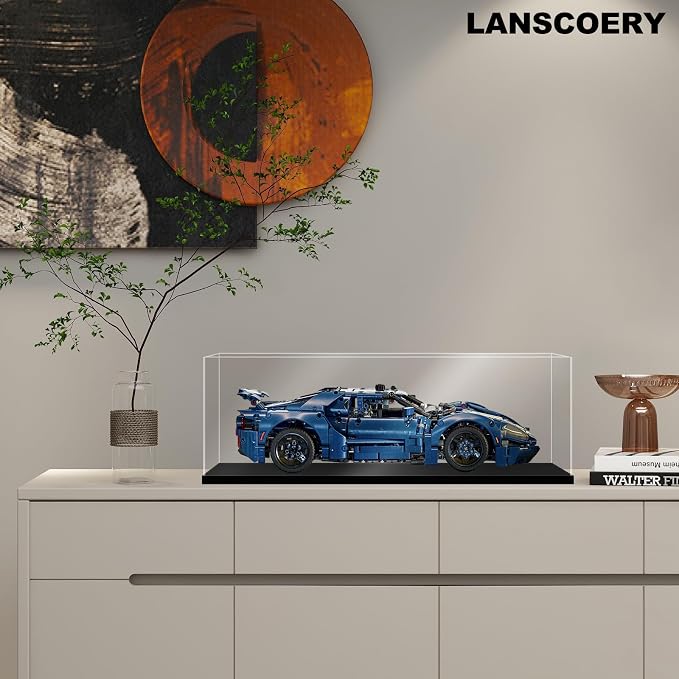 LANSCOERY Large Acrylic Display Case, 19.7 x 15.7 x 7.9 in, Upgraded Thickened UV-Resistant Showcase, 10mm Heavy Duty Matte Base, 98% Clarity Dustproof Box for Statues & Memorabilia - Image 2