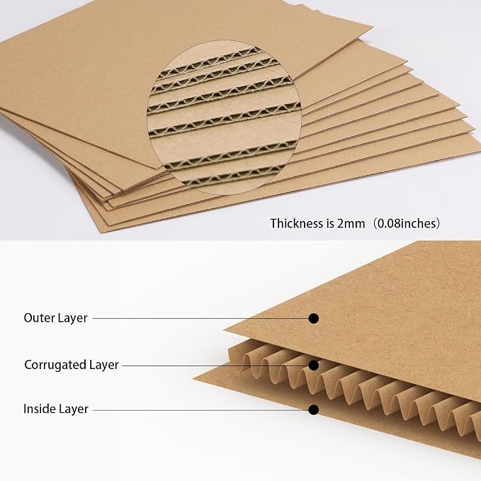 Calenzana 5x7 Corrugated Cardboard Sheets Set of 100, Flat Card Boards Inserts for Crafts, Packing, Shipping, Moving, Mailing - Image 3