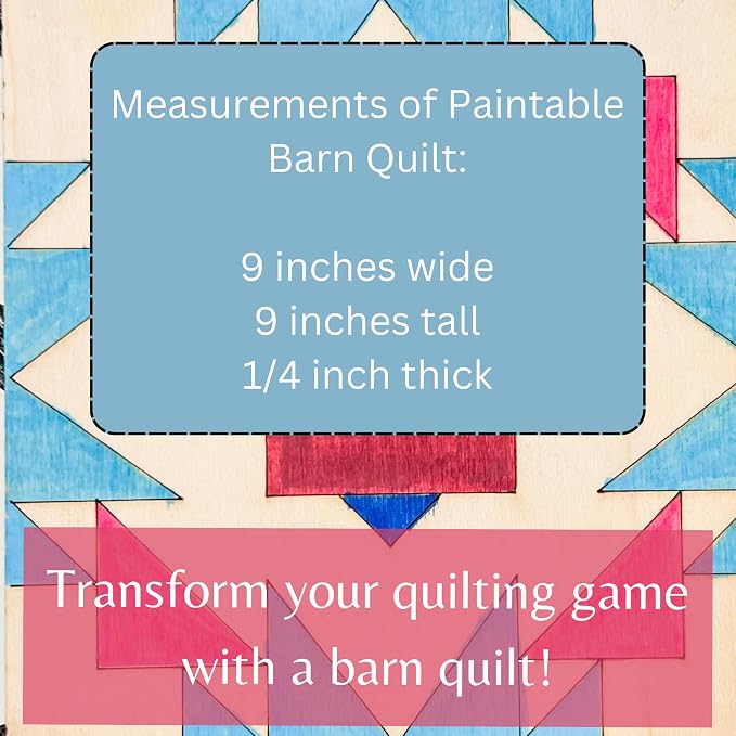 Barn Quilt Stencil | Unfinished Wood Quilt Block Painting Sign | DIY Painting Craft Kit for Adults | Farmhouse Wall Art and Quilting Decor (9 inches, HST Square) - Image 4