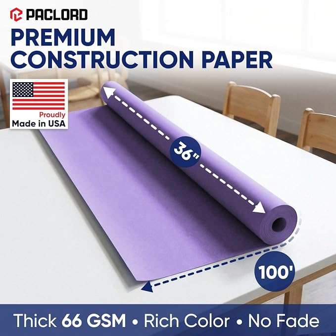 Lilac Construction Paper Roll 36" x 100 ft – Made in USA – 36" Bulletin Board Paper for Classroom & School, Teachers & Kids - Image 2