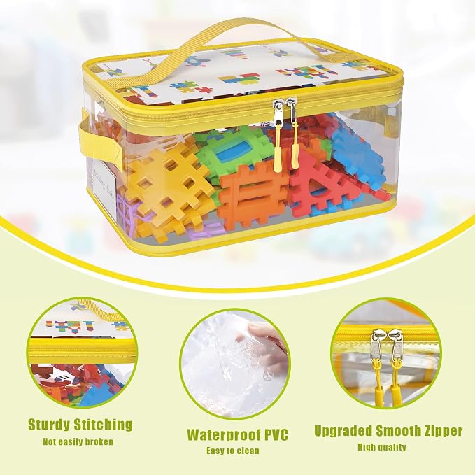 8 Pack Large Clear Toy Storage Bags with Labels, Handles, Zippers XL | Large Capacity, Transparent PVC, Waterproof Dustproof, Space-saving, Portability for Building Blocks, Puzzle, Dolls, Travel - Image 7