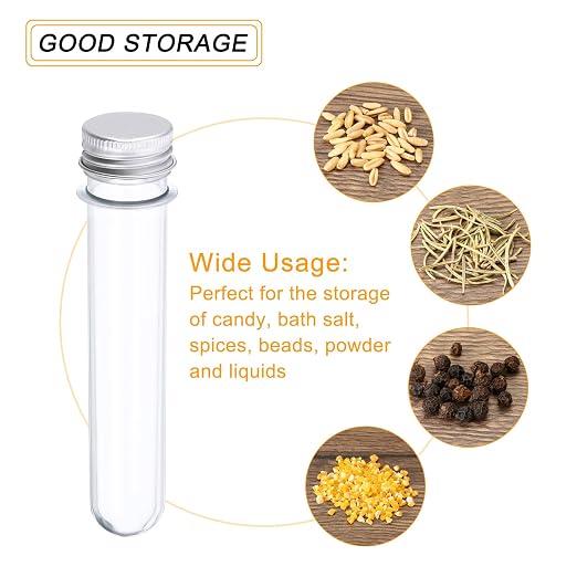 PATIKIL 80Pcs 45ml Plastic Test Tube with Screw Caps, 140x25mm Tubes Aluminum Lid, for Scientific Experiments Party Decoration Candy Bead Storage Bath Salt - Image 5