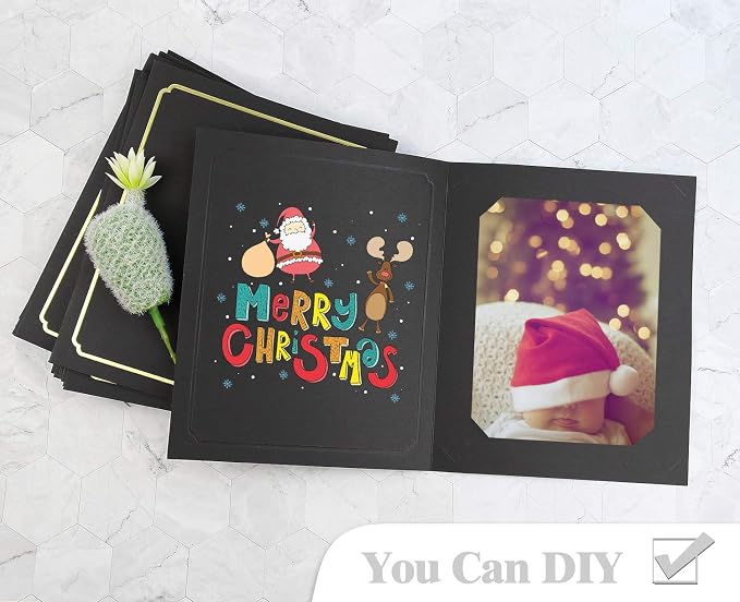 Golden State Art 50 Pack, Black with Gold Lining, Cut Corner Photo Folders for 6x8/8x10 Pictures, Perfect for Weddings, Birthdays, Christmas, Graduation, and Special Events - Image 7