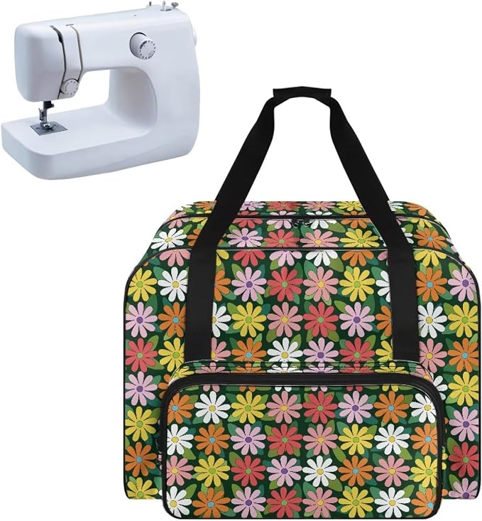 Sewing Machine Case Portable Sewing Machine Organizer Bag Large Capacity Appliance Dust Storage Bag Universal Versatile Travel Tote Bag, Hippie Flower by Unknown