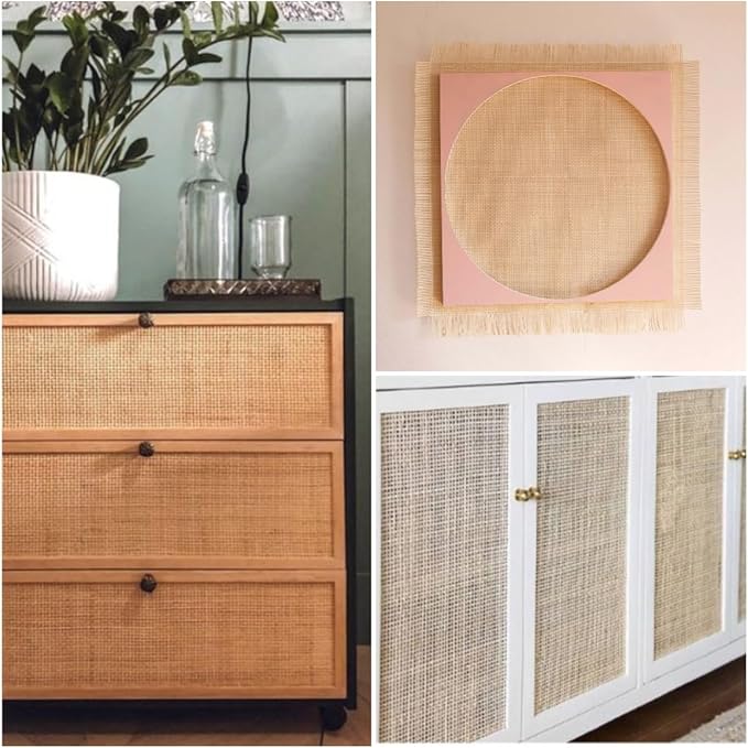32"(2.7Feet) Width x 6.6 Feet Length Natural Cane Webbing Large Size Rattan Roll, Caning Material, Cane Webbing roll, Rattan Material Fabric Sheet from Origin Asia for Furniture Chair Dresser Cabinet - Image 2
