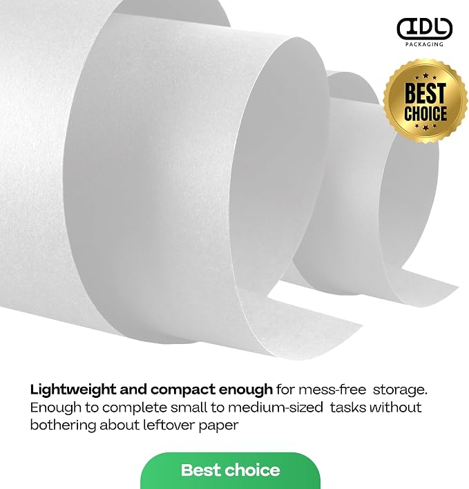 White Kraft Paper Roll 12" x 1200" (100 feet) with Cutter - USA-Made Wrapping Paper for Packing, Moving, Shipping & Crafts/Arts - 100% Recyclable Natural Craft Material by IDL Packaging | Wrapping Paper for Packing, Moving, Shipping & Crafts/Arts - 100... - Image 7