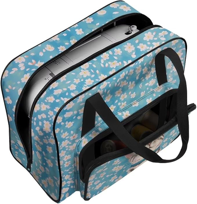 Universal Sewing Machine Storage Bag, Tabby Cat Cherry Blossom Blue - Image 7